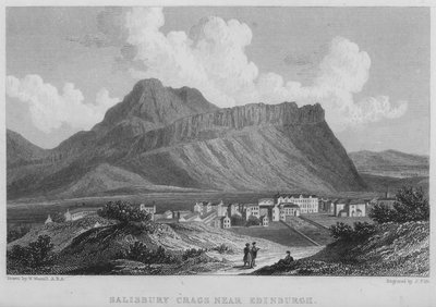 Edinburgh yakınlarındaki Salisbury Kayalıkları (gravür) by William (after) Westall