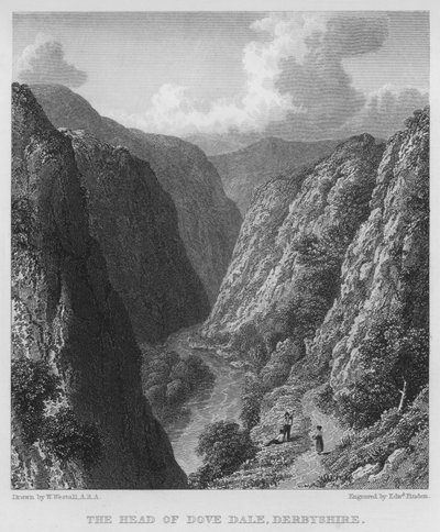 Dove Dale Başkanı, Derbyshire (gravür) by William (after) Westall
