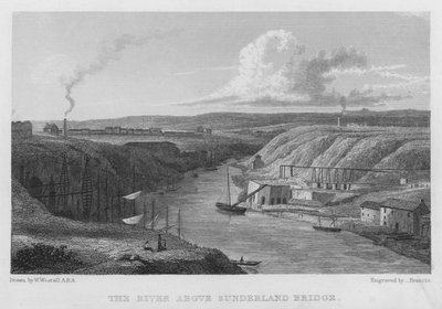 Sunderland Köprüsü'nün üzerindeki nehir (gravür) by William (after) Westall