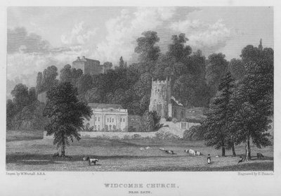 Bath yakınlarındaki Widcombe Kilisesi (gravür) by William (after) Westall