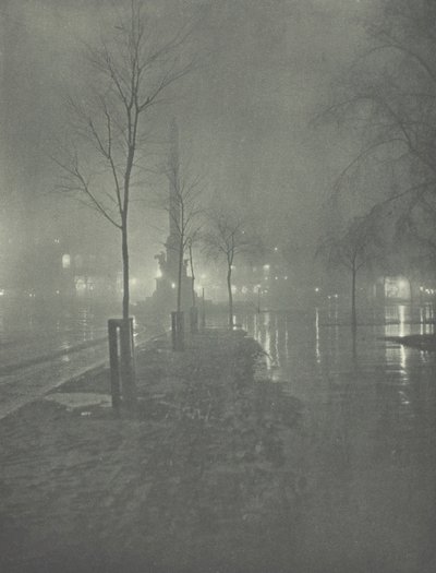 Islak Gece, Columbus Circle, New York, c. 1897. by William A. Fraser