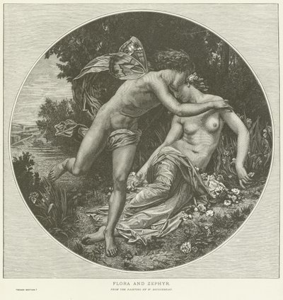 Flora and Zephyr  by William Adolphe Bouguereau