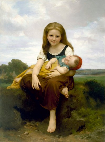 "The Elder Sister" (La Soeur ainee) Peinture de William-Adolphe Bouguereau (1825-1905) 1869 - Tuval üzerine yağlı boya - Sönük 130x97,2 cm Güzel Sanatlar Müzesi, Houston by William Adolphe Bouguereau