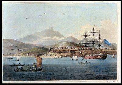 St. Jago Adası'ndaki Porto Praya, Thomas Medland (1755-1823) 1806 (aquatint) tarafından John Barrow (1764-1848) tarafından 'A Voyage to Cochinchina'dan levha 4 by William Alexander