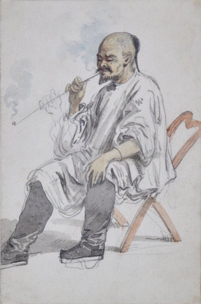 Oturan Çinli adam sigara by William Alexander