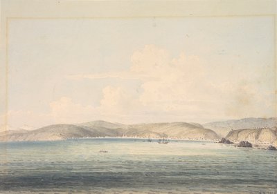 Valparaiso Körfezi'ndeki And Dağları manzaralı Almandral köyü by William Alexander