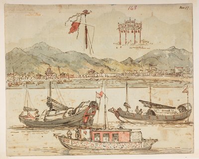 f.59 148 Kayıklar ve zafer takları.  , Lord Macartney