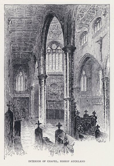Şapelin içi, Piskopos Auckland (gravür) by William Alexander Ansted