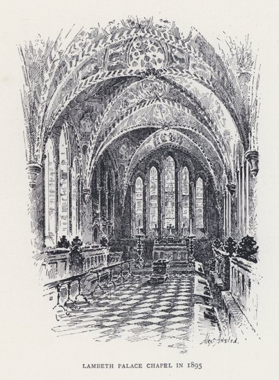 1895 yılında Lambeth Sarayı Şapeli (gravür) by William Alexander Ansted