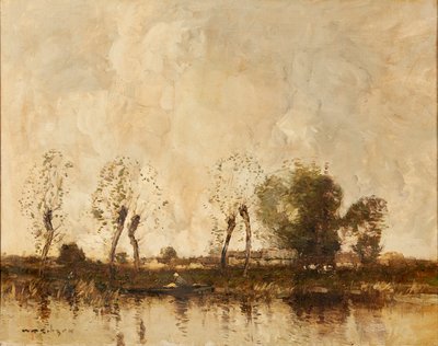 Bir Hollanda Su Yolu (tuval üzerine yağlı boya) by William Alfred Gibson