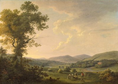 Samancılarla Peyzaj ve Bir Gürcü Evinin Uzak Görünümü, 1780 dolayları (tuval üzerine yağlı boya) by William Ashford
