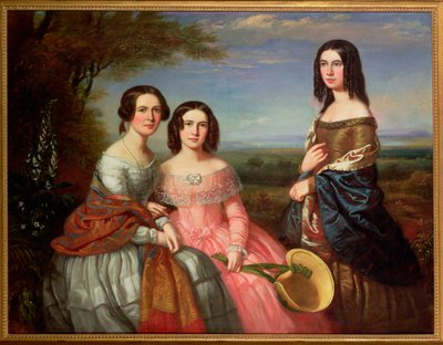 Üç Çeyrek Uzunlukta Üç Kızın Bir Grup Portresi, Manzarada, 1849 by William Baker