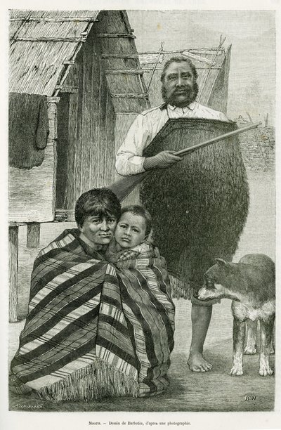 Üç kuşak Maori. Edouard Charton (1807-1890), Hachette, Paris tarafından yönetilen le tour du monde 1890