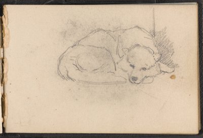 Uyuyan bir köpeğin taslağı, 1879 dolaylarında by William Barnes Wollen