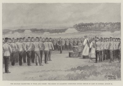 21 Ağustos Pazar günü Kampta İlahi Hizmet yürüten Salisbury Piskoposu Wilts ve Dorset'teki Askeri Manevralar by William Barnes Wollen