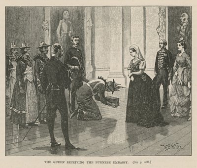 Kraliçe Birmanya büyükelçiliğini kabul ediyor by William Barnes Wollen