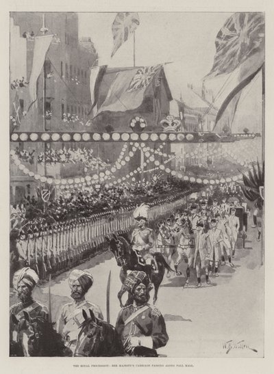 Kraliyet Alayı, Majestelerinin Arabası Pall Mall boyunca geçiyor by William Barnes Wollen