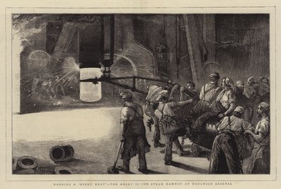 Working a Night Heat, the Great 35-Ton Steam Hammer at Woolwich Arsenal  by William Bazett Murray