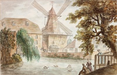 River Scene (kağıt üzerine kalem ve sulu boya) by William Beilby