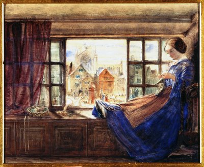 Hexham Pazar Yeri (kağıt üzerine sulu boya) by William Bell Scott
