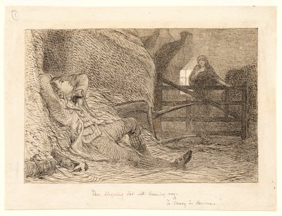 #39;Cennette Meryem#39;e#39; çalışması, 1871 dolayları (grafit, kalem ve siyah mürekkep, grafit) by William Bell Scott