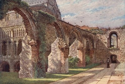 Revir kalıntıları, Canterbury Katedrali (renkli lito) by William Biscombe Gardner