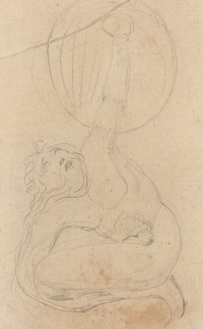 Kalkanı Tutan Çömelmiş Bir Figür [verso] by William Blake
