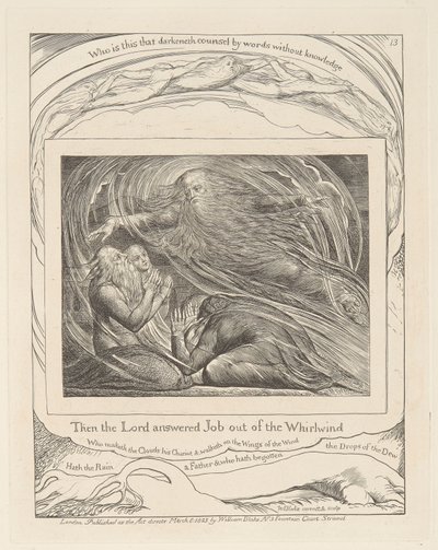 Eyüp Kitabı, Resim 13, Kasırgadan Gelen İşe Cevap Veren Rab by William Blake
