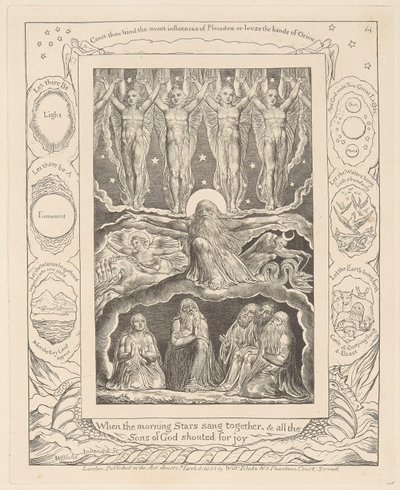 Eyüp Kitabı, Levha 14, Sabah Yıldızları Birlikte Şarkı Söylediğinde by William Blake