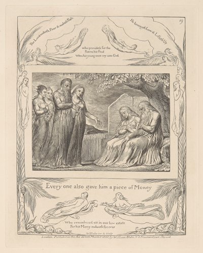 Eyüp Kitabı, Levha 19, Herkes Ona Bir Parça Para da Verdi by William Blake