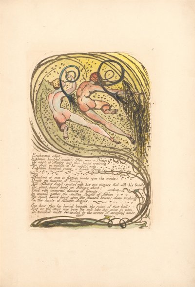 Avrupa. Bir Kehanet, Levha 10, Enitharmon uyudu. . . . (Bentley 12) by William Blake