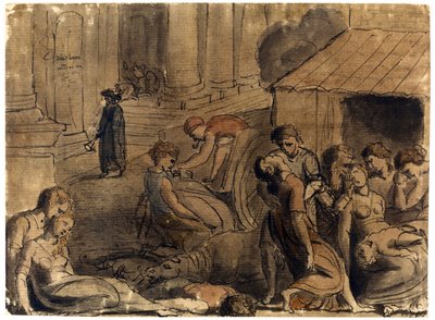 Londra Büyük Vebası par William Blake (1757-1827), c. 1779 - Suluboya, beyaz renk, kağıt üzerine siyah tebeşir by William Blake