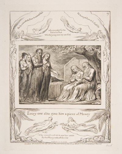 Eyüp Kitabı, 1825-26 çizimlerinden Hayırseverliği kabul eden iş. by William Blake