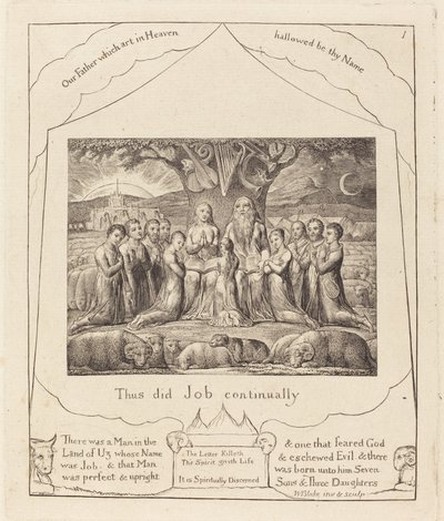 İş ve Ailesi, 1825. by William Blake