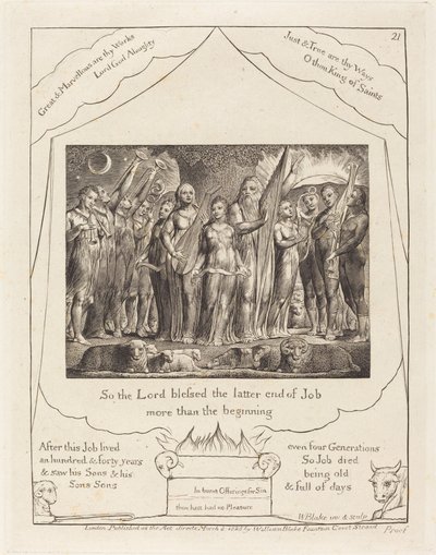 İş ve Karısı Refahına Döndü, 1825. by William Blake
