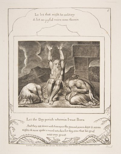 Jobs Despair, 1825-26 Eyüp Kitabının Çizimlerinden. by William Blake