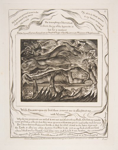 Jobs Evil Dreams, Eyüp Kitabının Çizimlerinden, 1825-26. by William Blake