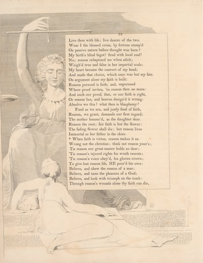 Levha 41 (sayfa 92): 'İnanç erdem olduğunda, akıl onu öyle yapar' by William Blake