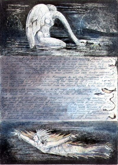 Plaka II, Kudüs, c.1804-20. Kuğu benzeri ve balık benzeri yaratıklarla temsil edilen Albion