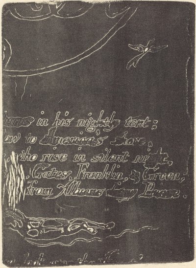 "Bir Kehanet" için iptal edilen plakanın parçasından yeniden vuruş by William Blake