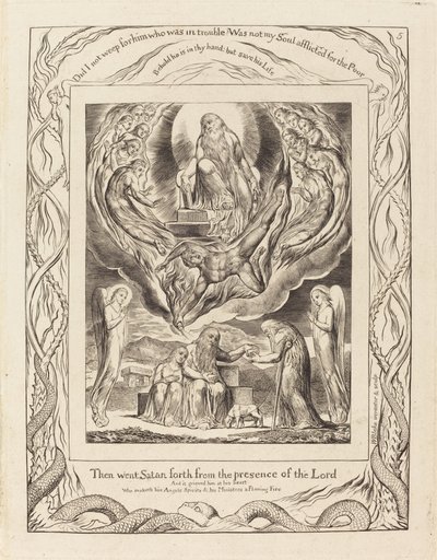 Rabbin Varlığından Uzaklaşan Şeytan, 1825. by William Blake