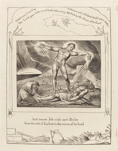 Çıban ile Şeytan Vuran İş by William Blake