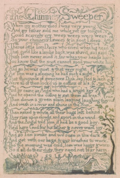 Masumiyet ve Deneyim Şarkıları, Plaka 10, "The Baca Temizleyici" (Bentley 12) by William Blake