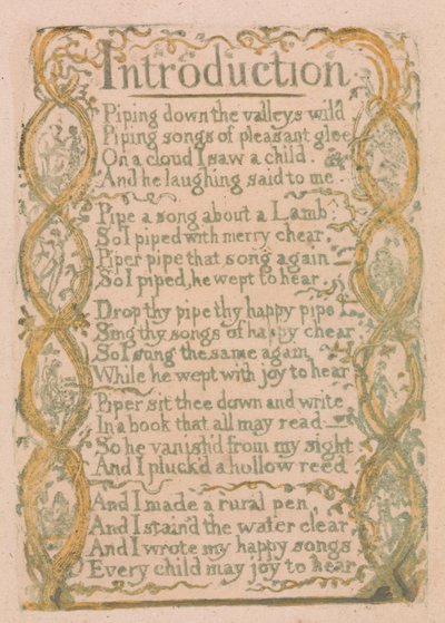 Masumiyet ve Deneyim Şarkıları, Plaka 3, "Giriş" (Bentley 4) by William Blake