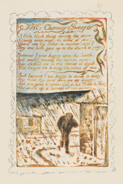 Masumiyet ve Deneyim Şarkıları: Baca Süpürgesi, yak. 1825. by William Blake
