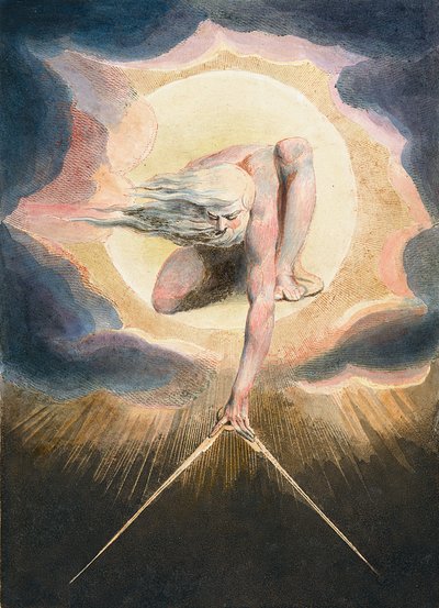 Zamanların Kadimliği - Urizen maddi dünyayı ölçüyor - Urizen maddi dünyayı ölçüyor. “” Europe kitabının ön yüzünün illüstrasyonu. Peygamberlik için.” William Blake
