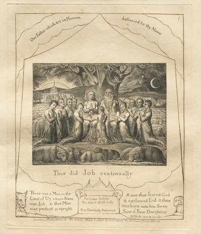 Eyüp Kitabı: Pl. 1, Eyüp sürekli böyle yaptı by William Blake
