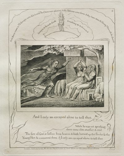 Eyüp Kitabı: Pl. 4 Ve ben sadece sana söylemek için kaçtım by William Blake