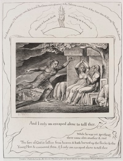 Eyüp Kitabı: Pl. 4 ve ben yalnız sana söylemek için kaçtım by William Blake