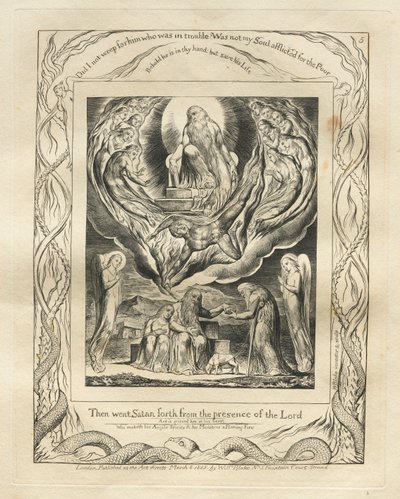 Eyüp Kitabı: Pl. 5 Sonra Şeytan, Rabbin huzurundan çıktı. by William Blake